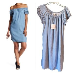 NWT Beach Lunch Lounge Dana Dress off shoulder Chambray  Dress Sz Medium